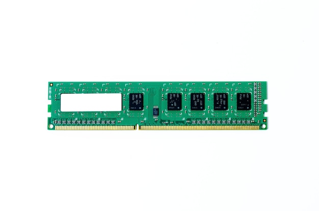 Computer memory card Close up memory socket on board computer server