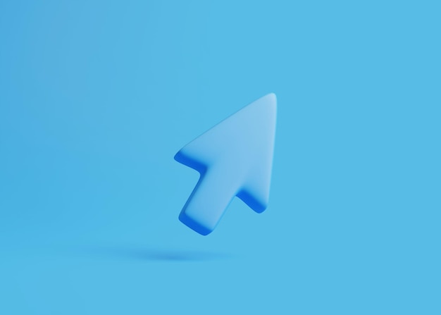 Computer mouse click pointer on a blue background 3D render illustration