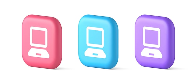 Computer network connection button digital information browsing 3d realistic icons