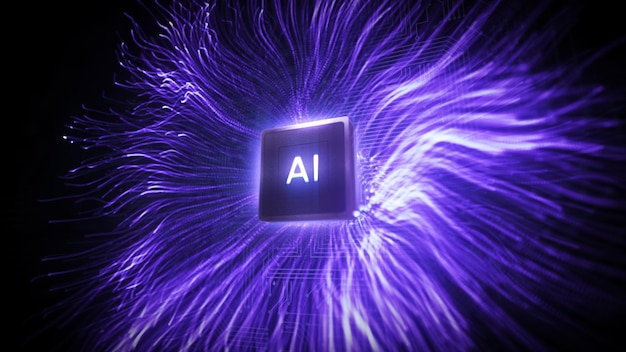 Computer Processor AI diffuse magic light Pruple