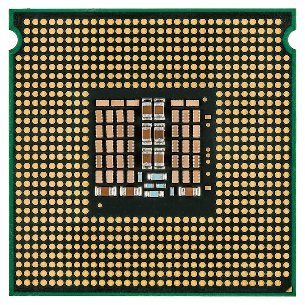 Computer processor multicore CPU isolated on white background