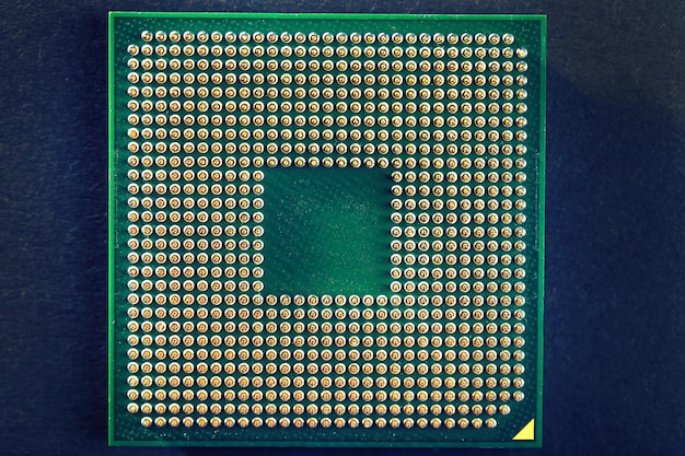 Computer processor on brown background