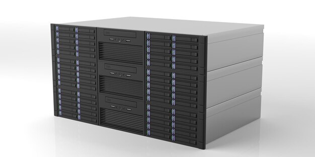 Computer-serverlagerenheder på hvid baggrund – 3D-illustration