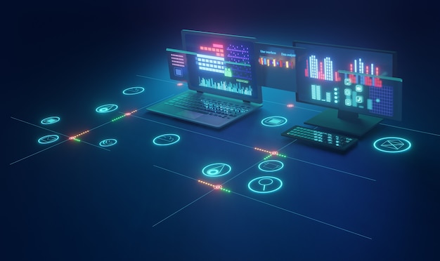 Computer teknologi internet koncept. 3D-rendering