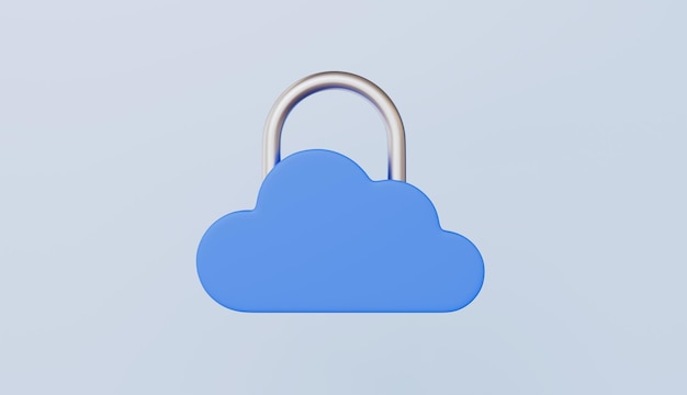 Computing Cloud Padlock Security and data protection concept