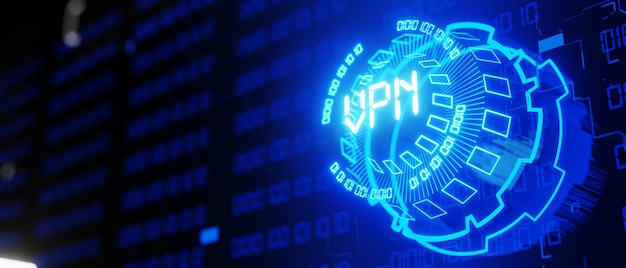 Concept of a secure Internet using VPN. Internet connection protection. Encryption using VPN technology. 3d render.