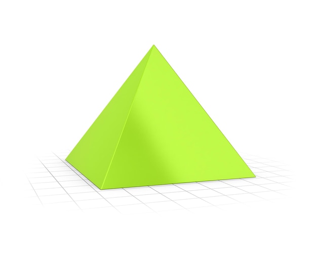 conceptual 3d render of a pyramid over perspective background.