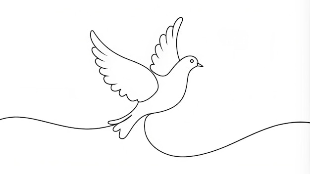 Continuous Line Drawing of a Dove on White Background