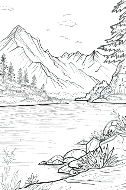 continuous mountain sketch