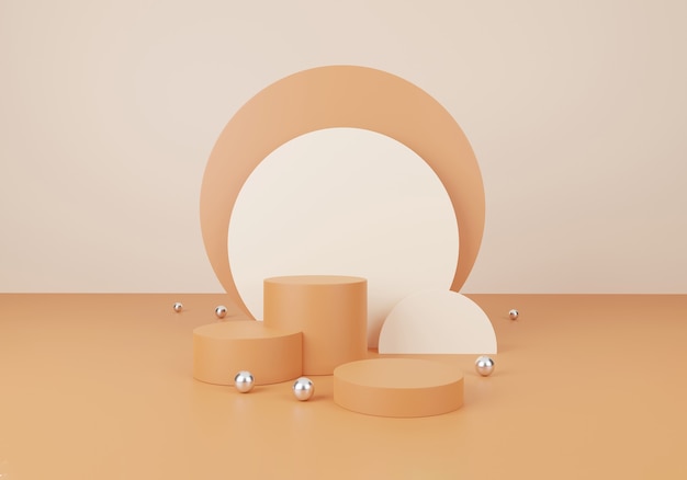 cosmetic and food concept. minimal scene with geometric forms. cylinder podium display