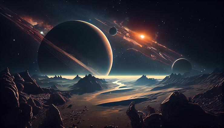 Bild couple of planets that are in the sky generative ai