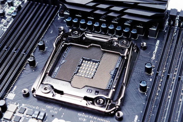 CPU-sokkel på bundkortet. Tonet billede