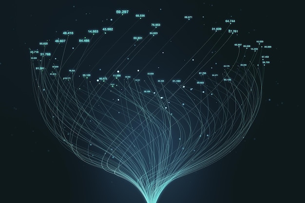 creative big data and digital lines in form flower