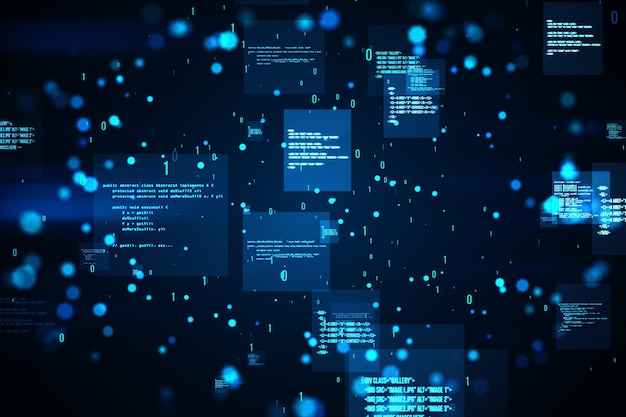 Creative binary coding background Software programming code 3D Rendering