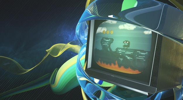 creative blue tv digital art