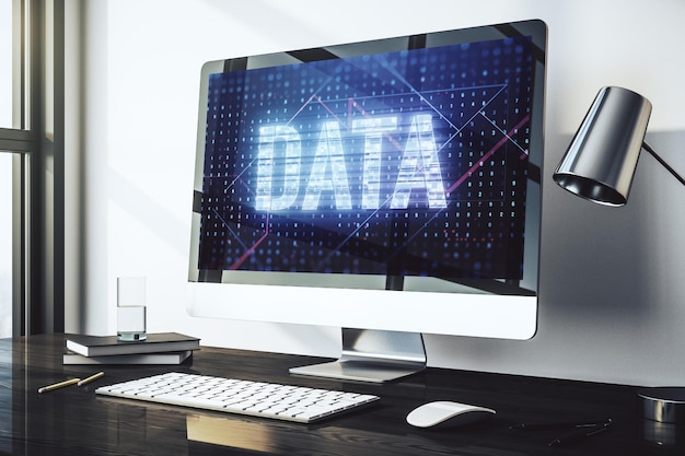 Creative Data word sign on modern laptop screen 3D Rendering