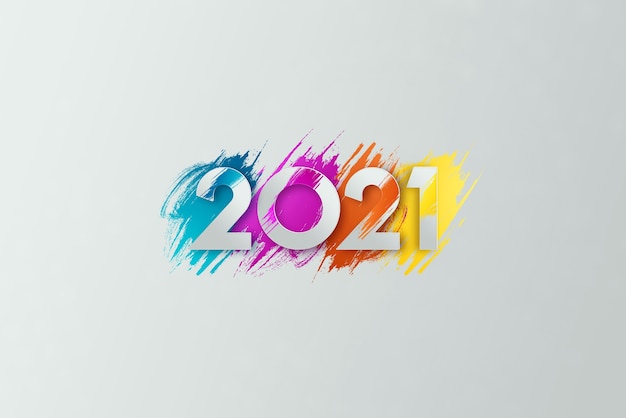 Creative luxury 2021 multicolored lettering on light background.