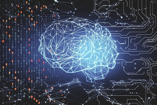 Creative polygonal brain on virtual screen