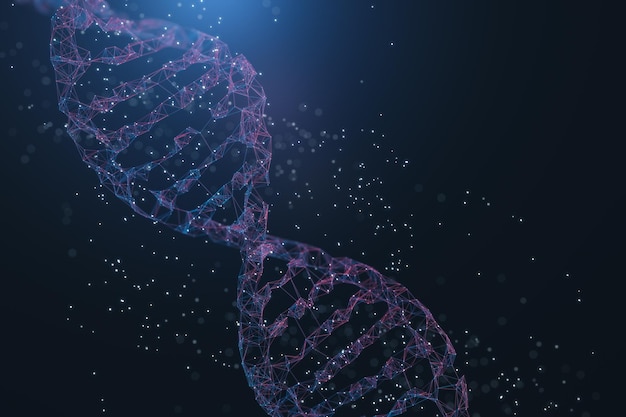 Creative polygonal DNA wallpaper Medicine and biology concept 3D Rendering