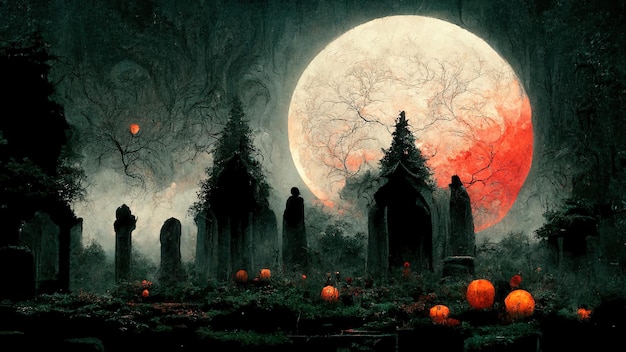 Creepy Halloween night AI render