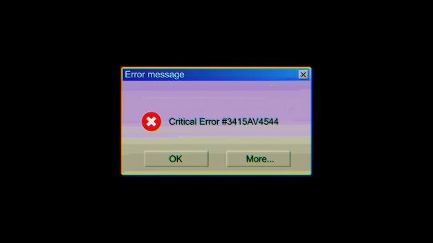 Critical error message glitch computer generated d render