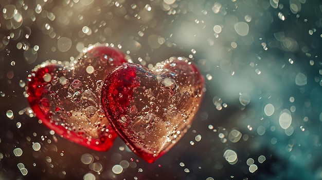 Crystal Red hart Valentines Day Glitter Luxury Background