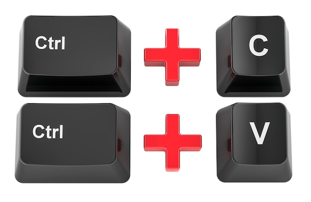 Ctrl C and Ctrl V computer keyboard buttons Keyboard shortcuts 3D rendering