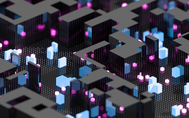 Cubes and abstract geometries 3d rendering