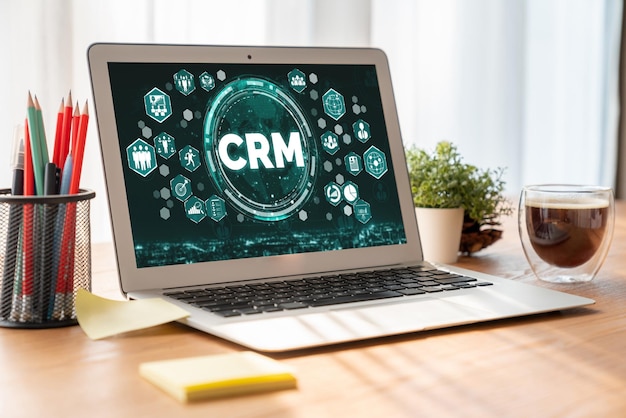 Customer relationship management system on modish computer for CRM business and enterprise