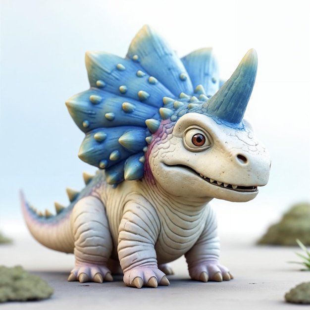 Cute 3D Cartoon Triceratops