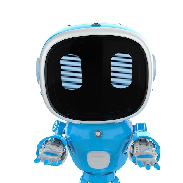 Cute and small artificial intelligence assistant robot open hand