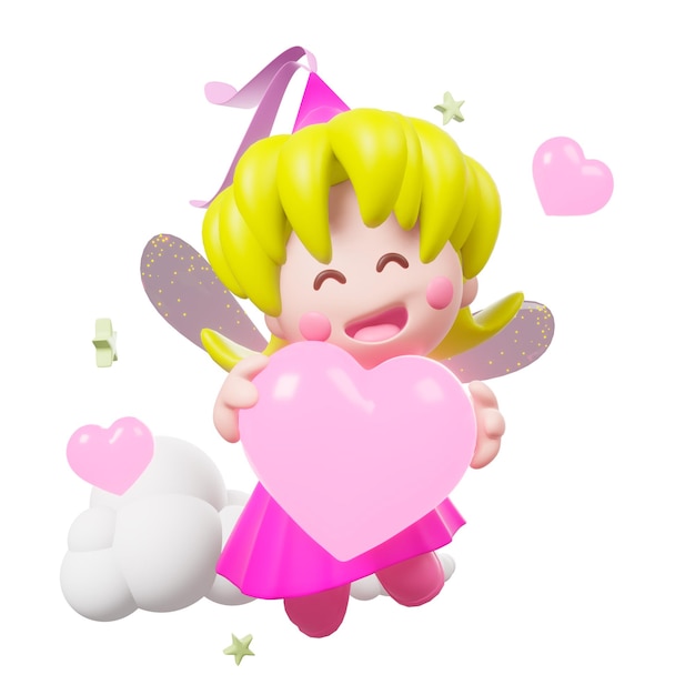Cute Fairy happy birthday in the sky