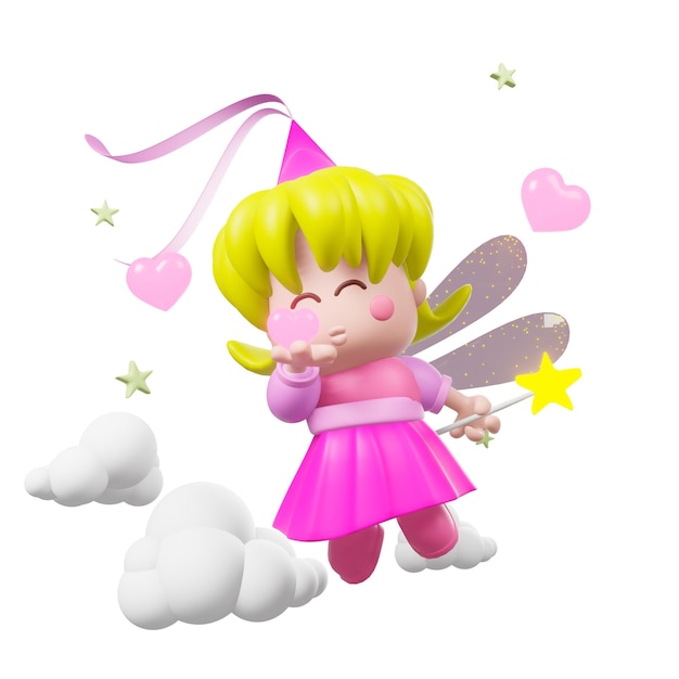 Cute Fairy happy birthday in the sky