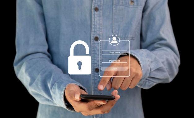 Cyber security concept user authentication system with name and password