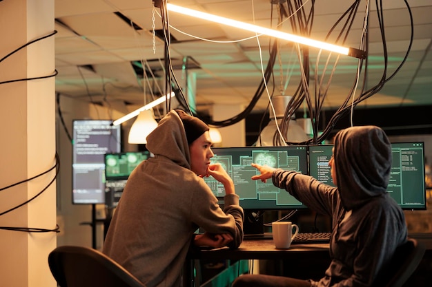 cybercrime hackers planning ransomware attack hacking server