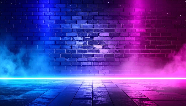 Cyberpunk Stage with Neon Lights and Fog