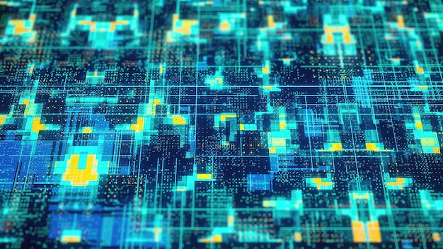 Cyberpunk technology background computer generated d render