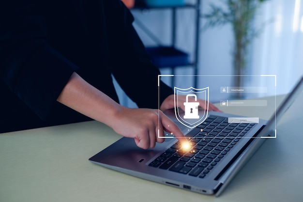 Cybersecurity and privacy concepts to protect data Lock icon and internet network security technology
