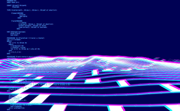 Cyberspace landscape grid Old TV screen error Photo glitch The TV signal is not working