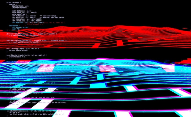 Cyberspace landskab gitter Gammelt tv-skærm fejl Foto glitch TV-signalet virker ikke