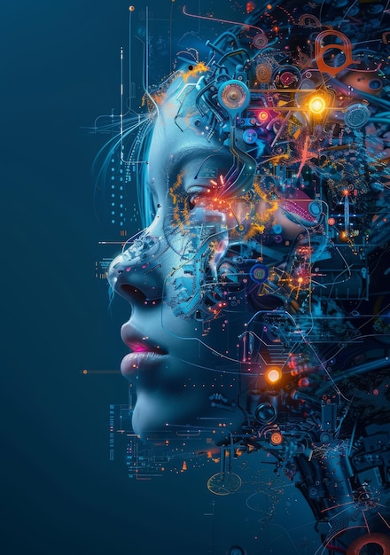 cyborglike AI entity with a blend of mechanical and organic elements