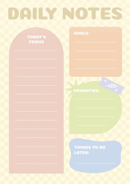 Daily notes planner template design