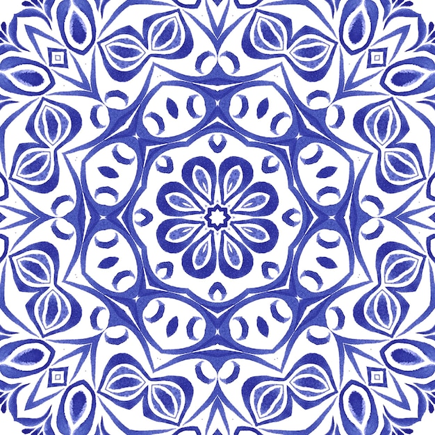 Damask pattern watercolor seamless tile mediterranean design