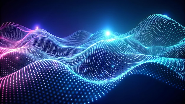 Dark Abstract Digital Technology Waves Background