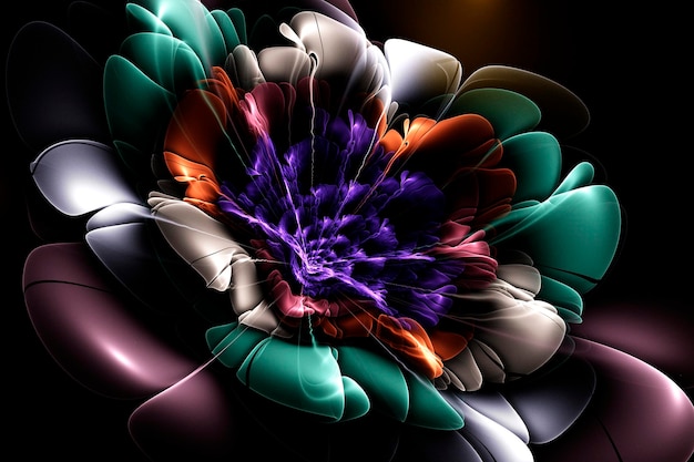 dark fractal flower, meditation peace and relaxation, abstract modern background with fractal shapes for web design, flyers or art
