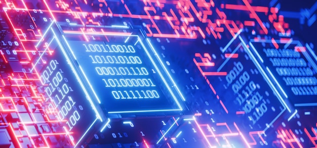Data block Cube with binary code Hacker attack Computer code Blockchain Artificial Intelligence