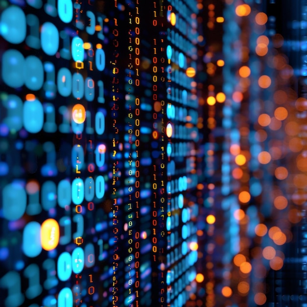 data code binary background digital binary data on computer screen matrix pattern cyberspace bigdata banner