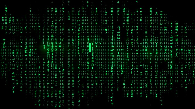 Data from a digital stream or binary code on a matrix background with vector digits from virtual security technology sometimes known as binary code or green numbers Generative AI