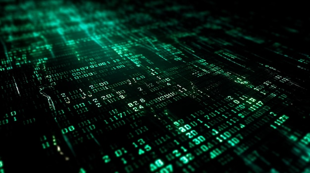 Data from a digital stream or binary code on a matrix background with vector digits from virtual security technology sometimes known as binary code or green numbers Generative AI
