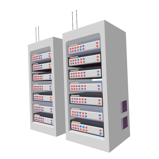 Data network server in cabinet Diagnostic test in computer room technology